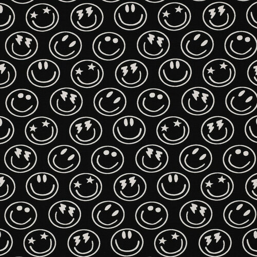 Jersey - Happy Faces - Zwart Jersey - Happy Faces - Zwart