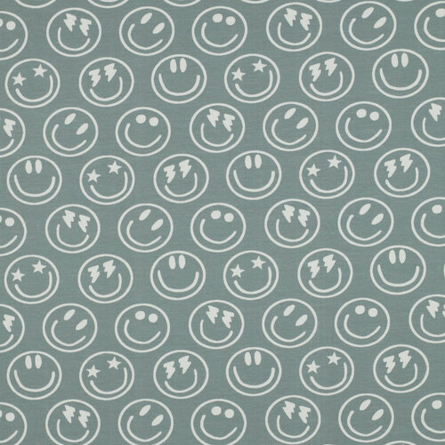 Jersey - Happy Faces - Sage Jersey - Happy Faces - Sage