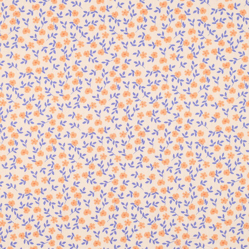 Poplin - Flowers - Perzik Poplin - Flowers - Perzik