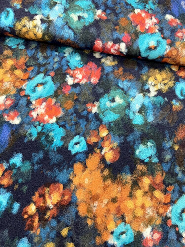 Gebreid - Waterpaint Flowers - Navy Gebreid - Waterpaint Flowers - Navy