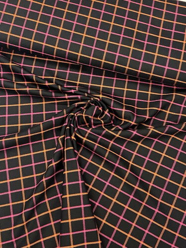 Gabardine Stretch - Carreaux - Zwart Gabardine Stretch - Carreaux - Zwart
