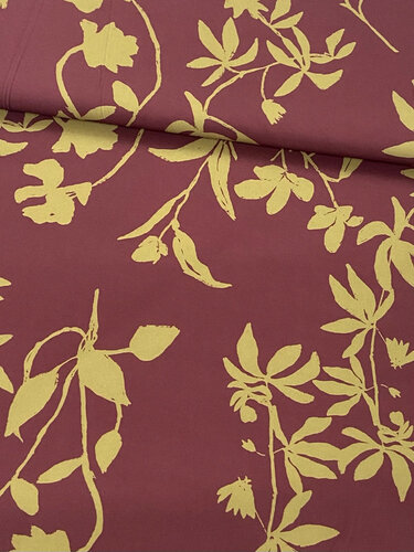Polyester Stretch - Leaves - Bordeaux Polyester Stretch - Leaves - Bordeaux