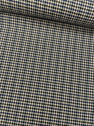 Gabardine Stretch - Pied de Poule - Ecru-zwart-blauw Gabardine Stretch - Pied de Poule - Ecru-zwart-blauw