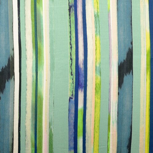 Viscose Satijn - Stripes - Blauw-Groen Viscose Satijn - Stripes - Blauw-Groen