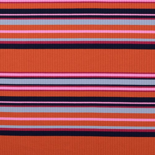Rib Jersey - Stripes - Roest Rib Jersey - Stripes - Roest