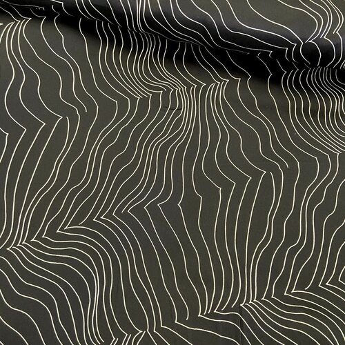 Satijn Viscose - Waves - Zwart Satijn Viscose - Waves - Zwart