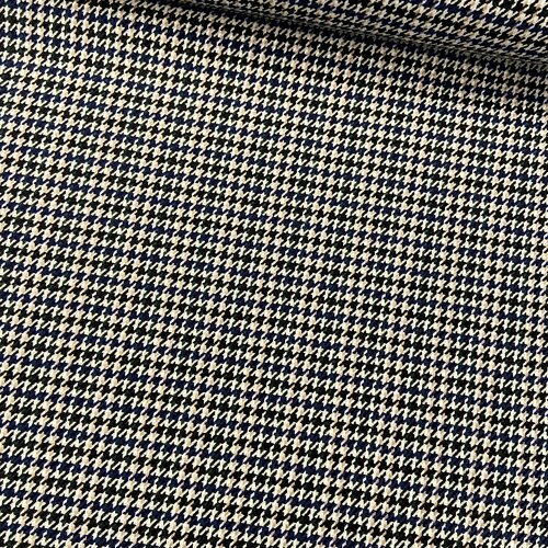 Gabardine Stretch - Pied de Poule - Ecru-zwart-blauw Gabardine Stretch - Pied de Poule - Ecru-zwart-blauw