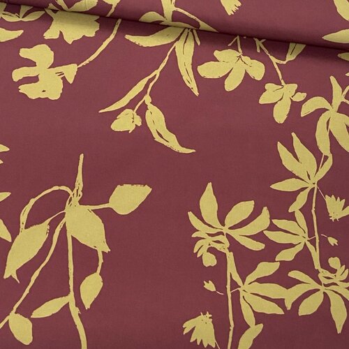 Polyester Stretch - Leaves - Bordeaux Polyester Stretch - Leaves - Bordeaux