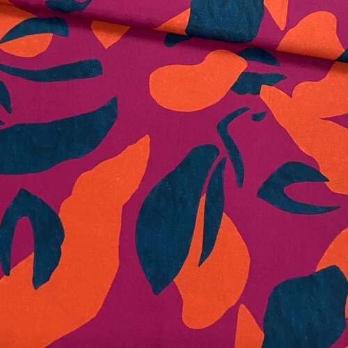Viscose Crepe - Abstract - Dark Fuchsia Viscose Crepe - Abstract - Dark Fuchsia
