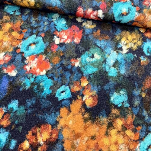 Gebreid - Waterpaint Flowers - Navy Gebreid - Waterpaint Flowers - Navy
