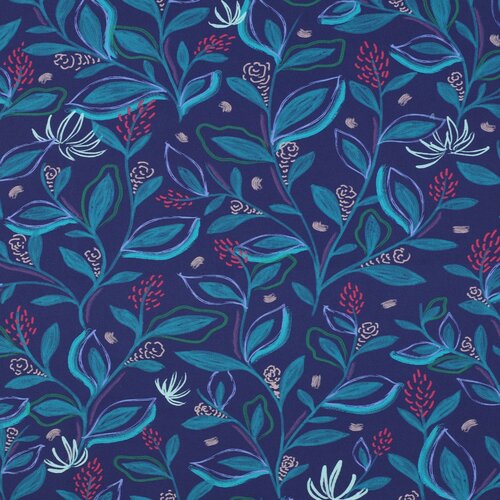 Poplin - Leaves - Kobalt Poplin - Leaves - Kobalt