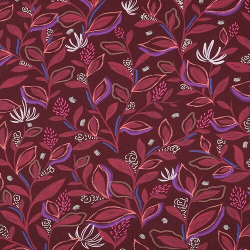 Poplin - Leaves - Bordeaux Poplin - Leaves - Bordeaux