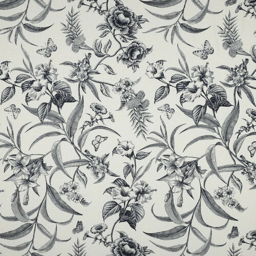 Viscose Linnen - Navy Flowers - Ecru