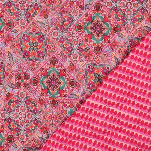 Katoen Quilted - Patchwork Double Face - Roze