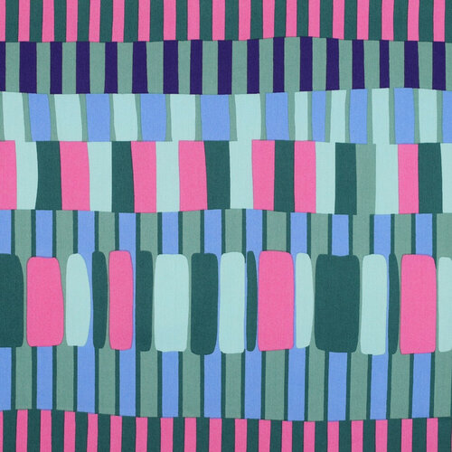 Katoen Viscose - Blocks - Groen-Roze-Blauw