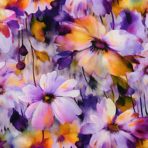 Viscose - Bloemen - Lila