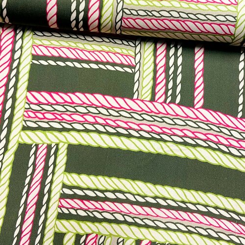 Viscose Satijn Stretch - Ropes - Kaki