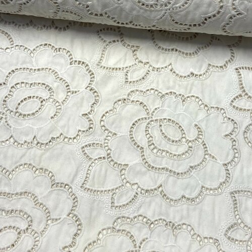 Jeans - Geborduurde Bloemen - Ecru