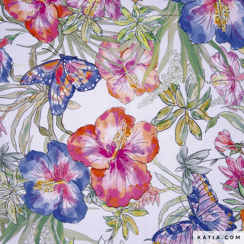 Viscose - Amazonia Butterfly - Wit