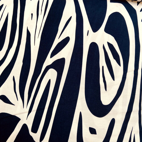 Katoen - Abstract - Navy-Ecru